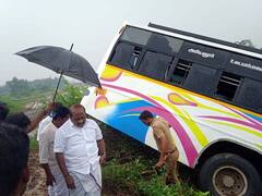 கும்பகோணத்தில் வயலுக்குள் பாய்ந்த தனியார் பேருந்து - அதிர்ஷ்ட வசமாக உயிர்த்தப்பிய 50 பயணிகள்