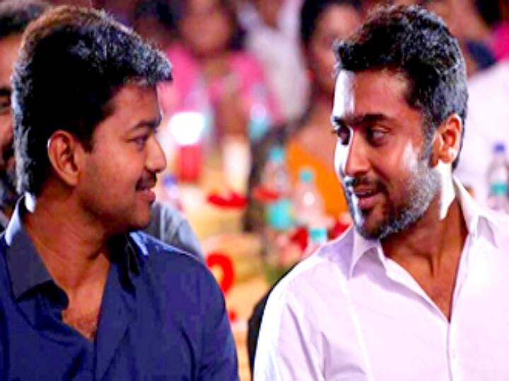 suriya and vijay meet for dinner yesterday , here is the reason why suriya , vijay meetup | ஜெய்பீம் பாராட்டு.. ஒன்றாக சாப்பாடு..  விஜய் - சூர்யா திடீர் சந்திப்பு.. கசிந்த தகவல்கள்!