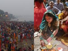 Chhath Puja 2021: वाराणसी में छठ पूजा की धूम, घाटों पर दिखी लोगों की भारी भीड़, देखें तस्वीरें