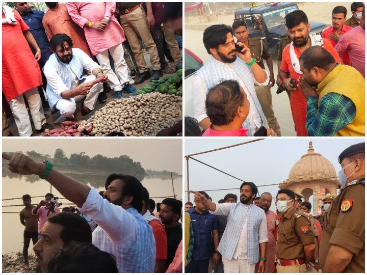 भोजपुरी सिनेमा के फेमस एक्टर और गोरखपुर सांसद रवि किशन ने छठ पूजा के लिए लगी विशेष बाजार से पूजा का सामान खरीदा और छठ घाटों का निरीक्षण भी किया. इस मौके पर उनके साथ बहुत से लोग मौजूद थे. महापर्व छठ बहुत ही धूमधाम से मनाई जा रही है. नहाय-खाए और खरना के बाद आज सूर्य को अर्घ्य देने की बारी है. इस मौके पर घाटों की व्यवस्था देखने रवि किशन खुद पहुंचे.