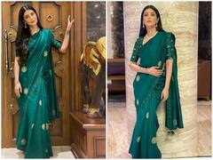 Shruti Haasan in Saree: ग्रीन साड़ी में गज़ब की खूबसूरत लगती हैं Shruti Haasan, फोटो से नहीं हट रही नज़रें