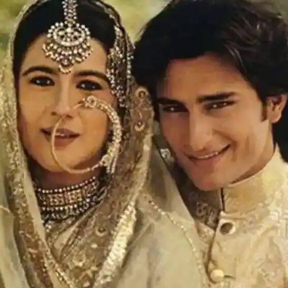 ਸੈਫ ਅਲੀ ਖਾਨ - ਅੰਮ੍ਰਿਤਾ ਸਿੰਘ: 1991 ਵਿੱਚ ਸੈਫ ਅਲੀ ਖਾਨ ਨਾਲ ਵਿਆਹ ਕਰਕੇ ਲਾਈਮਲਾਈਟ ਵਿੱਚ ਆਈ ਅੰਮ੍ਰਿਤਾ ਆਪਣੇ ਸਮੇਂ ਦੀ ਇੱਕ ਵੱਡੀ ਸਟਾਰ ਸੀ। ਮੀਡੀਆ ਰਿਪੋਰਟਾਂ ਮੁਤਾਬਕ ਜਿੱਥੇ ਸੈਫ ਨਾਲ ਵਿਆਹ ਦੇ ਸਮੇਂ ਅੰਮ੍ਰਿਤਾ ਦੀ ਉਮਰ 33 ਸਾਲ ਸੀ, ਉੱਥੇ ਹੀ ਸੈਫ ਦੀ ਉਮਰ ਸਿਰਫ 21 ਸਾਲ ਸੀ। ਇਸ ਵਿਆਹ ਤੋਂ ਸਾਰਾ ਅਤੇ ਇਬਰਾਹਿਮ ਦੇ ਘਰ ਸੈਫ-ਅੰਮ੍ਰਿਤਾ ਦਾ ਜਨਮ ਹੋਇਆ। ਦੱਸ ਦੇਈਏ ਕਿ 13 ਸਾਲ ਇਕੱਠੇ ਰਹਿਣ ਤੋਂ ਬਾਅਦ ਸੈਫ-ਅੰਮ੍ਰਿਤਾ ਦੇ ਰਸਤੇ ਵੀ ਵੱਖ ਹੋ ਗਏ ਸਨ।
