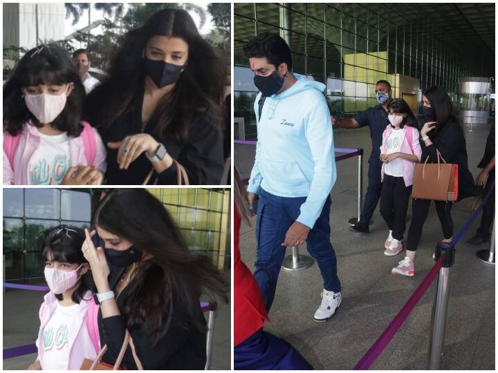 Aishwarya Abhishek At Airport: बॉलीवुड स्टार कपल ऐश्वर्या राय बच्चन (Aishwarya Rai Bachchan) को हाल ही में मुंबई एयरपोर्ट पर स्पॉट किया गया. इस दौरान ऐश्वर्या पति अभिषेक बच्चन और बेटी आराध्या के साथ दिखाई दीं.