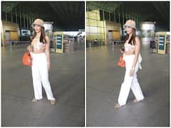 Pooja Hegde Photos: फ्लावर प्रिंटेड क्रॉप टॉप पहने पूजा हेगड़े के इस एयरपोर्ट लुक ने उड़ाई फैंस की नींद, यहां देखें तस्वीरें