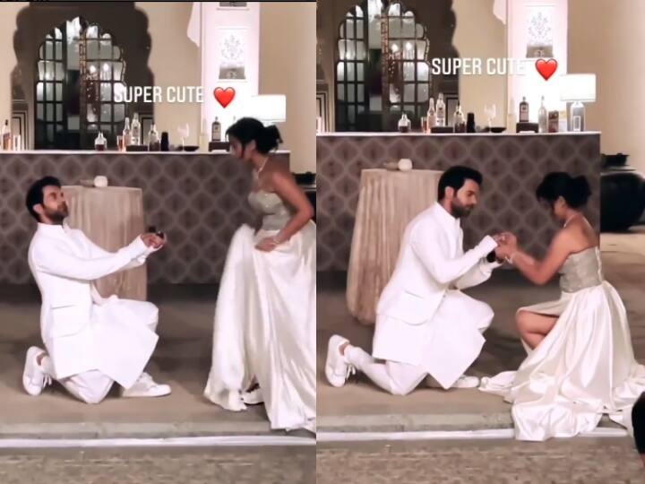 Rajkummar Rao proposes lady love Patralekhaa at pre wedding celebration, Fans will say awww Rajkummar Rao Engagement: भरी महफिल में मंगेतर Patralekhaa के लिए रोमांटिक हो गए Rajkummar Rao, देखें Inside Video