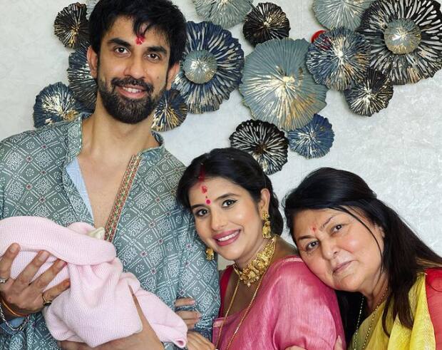 And now the new mommy has shared a series of pics where the Sen family can be seen posing with the newborn.