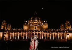 રાજકોટના ઉદ્યોગપતિના પુત્રના શાહી લગ્ન, ઉમેદ ભવન પેલેસમાં રજવાડી લગ્નના ઠાઠના આંખો આંજી દેતા દ્રશ્યો જુઓ