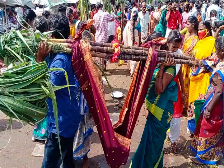 திருவண்ணாமலை கார்த்திகை தீபத் திருவிழா - கரும்புத் தொட்டில் கட்டி பக்தர்கள் நேர்த்திக்கடன்