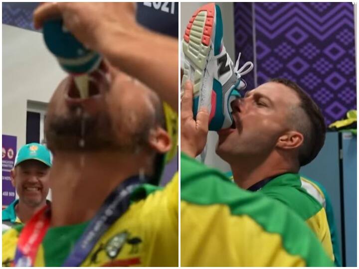 T20 World Cup: ऑस्ट्रेलिया की जीत के बाद खिलाड़ियों ने जूते में बीयर डालकर पी, देखें ड्रेसिंग रूम का वायरल वीडियो