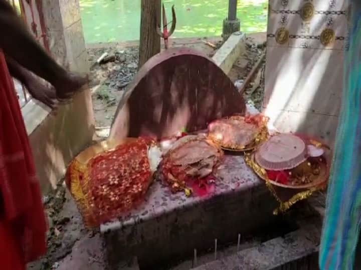 একটাই ঢাকা চাতাল বা নাটমন্দির। তার সামনে কুণ্ডের এক কোণে মন্দির।