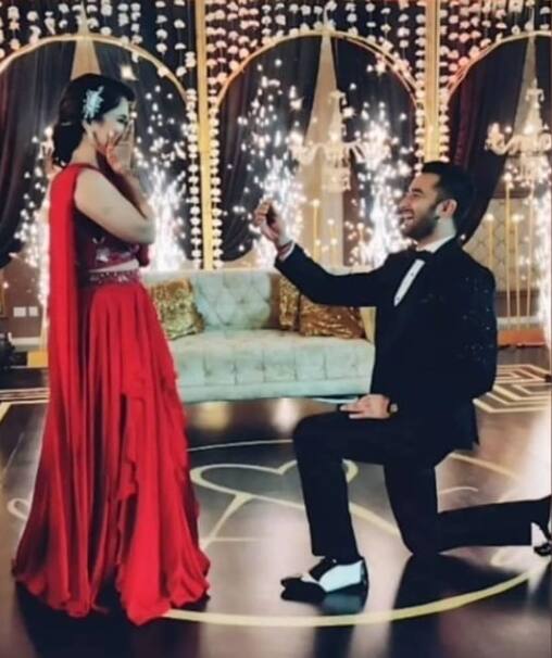 A beautiful click from the couple's engagement ceremony.