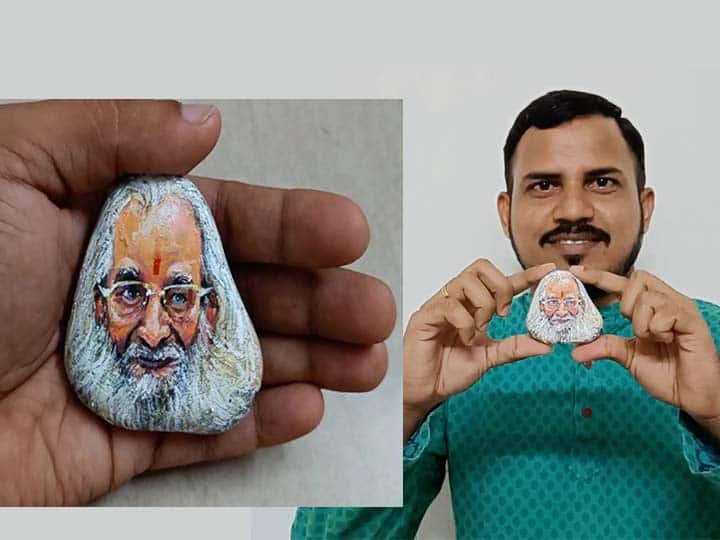 Suman Dabholkar pays homage to Shivshahir Babasaheb Purandare सुमन दाभोलकरने स्टोन आर्ट साकारत शिवशाहीर बाबासाहेब पुरंदरेंना वाहिली अनोखी श्रद्धांजली