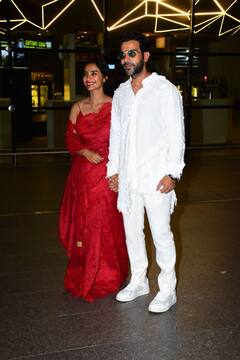 PICS: Rajkummar Rao, Patralekhaa Make First Public Appearance As Married Couple Post Wedding