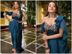 Monalisa Photos: ब्लू ऑफ शोल्डर ड्रेस में दिखा Monalisa का किलर लुक, तस्वीरें हुईं Viral