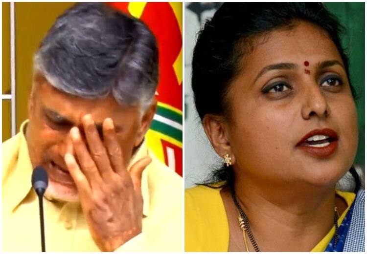 Andhra Pradesh former CM Chandrababu Naidu breaks down in Assembly and vows not to enter without power criticized by Roja Watch Video: `நான் ப்ளூ பிலிம்மில் நடித்ததாக கூறினீர்களே...’ சந்திரபாபு கண்ணீருக்கு வெந்நீர் ஊற்றும் ரோஜா!