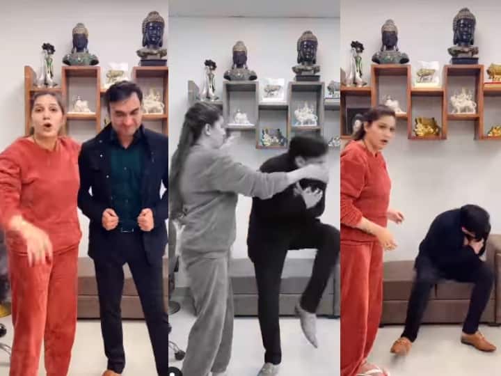 haryanvi dancer Sapna Choudhary punched her friend from America, watch funny video Sapna Choudhary Video: Sapna Choudhary ने अमेरिका से आए दोस्त से मिलवाया, लेकिन तभी हुआ ऐसा कुछ, देखिए