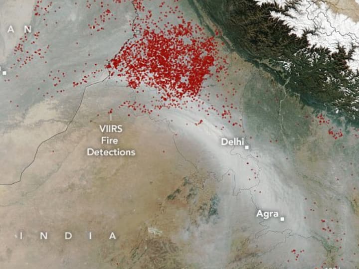 Delhi Air Pollution: नासा ने जारी की दिल्ली की सैटेलाइट तस्वीर, धुंआ-धुंआ दिखी राजधानी