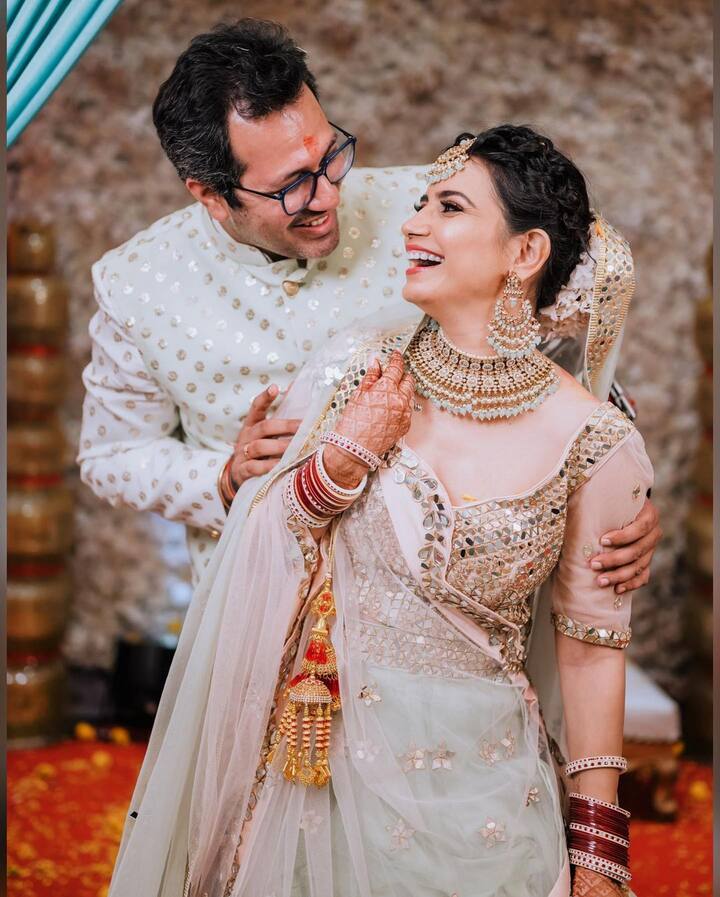 Priya shared a series of photos from the wedding celebrations wherein she can be seen posing with her husband. The couple decided to host sangeet, mehendi and haldi functions before renewing their wedding vows.