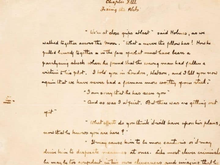 Sherlock Holmes Page From Original Manuscript Novel Auctioned In More Than Rs 3 Crore Sherlock Holmes : ऐकावं ते नवलंच! 119 वर्षापूर्वीच्या पुस्तकाच्या एका पानाचा 3.13 कोटी रुपयांना लिलाव