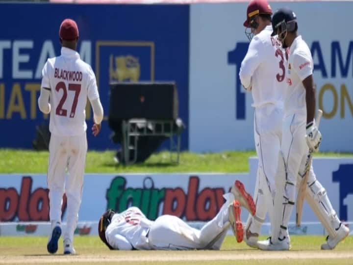 West Indies Player Jeremy Solozano injured while fielding Sri lanka vs west indies match taken to hospital Jeremy Solozano Injured: క్రికెట్‌ మైదానంలో విషాదం..! విండీస్‌ ఫీల్డర్‌ తలకు తగిలిన బంతి.. స్ట్రెచర్‌పై ఆస్పత్రికి తరలింపు