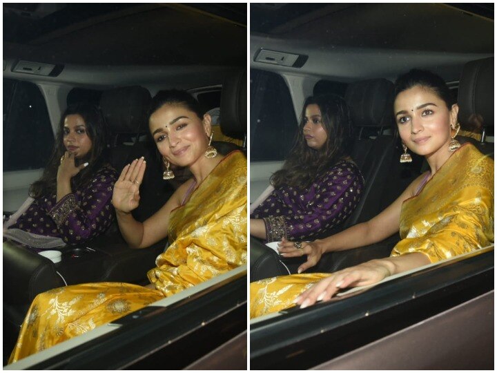 Alia Bhatt dazzles in a stunning 'Laddoo Pila' sari at her friend's wedding  - Times of India