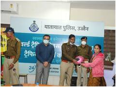 Ujjain News: विश्व यातायात दिवस पर उज्जैन में नियमों का पालन करनेवाले ड्राइवरों को मिला ये तोहफा