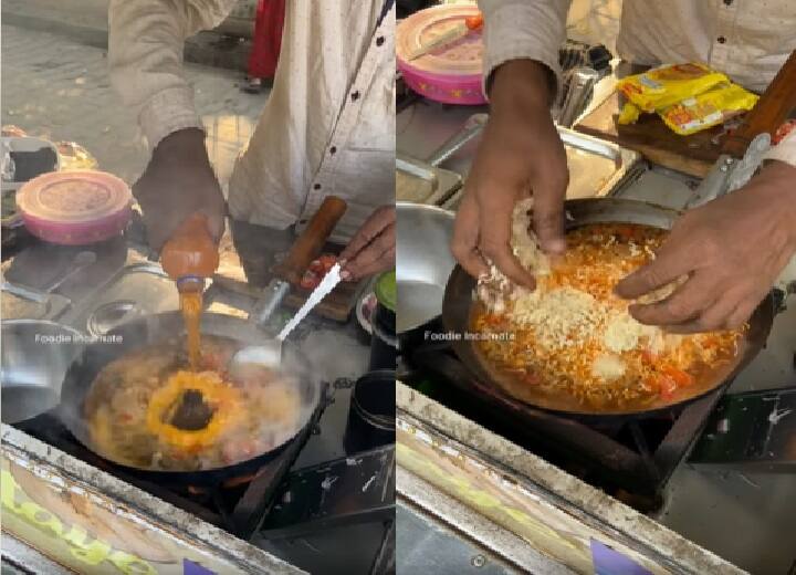 Fanta Maggi video viral on social media netizens are shocked to see it Fanta Maggi: ठेले वाले ने पानी की जगह Fanta में पका दी मैगी, लोगों ने कहा- दुनिया का अंत करीब