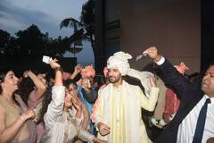 Aditya Seal-Anushka Rajan Wedding Photos: ढोल पर नाचते हुए दुल्हनिया लेने बारात लेकर निकले दूल्हे राजा आदित्य, देखें शादी की तस्वीरें