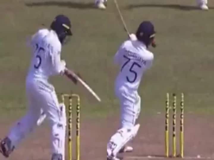 SL vs WI 1st test match Dhananjaya de Silva gets out hit-wicket Watch Video: இப்படி ஒரு ஹிட்- விக்கெட்டா? சோகத்துடன் பெவிலியன் திரும்பிய கிரிக்கெட் வீரர்!