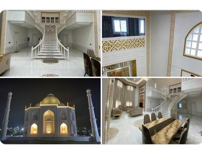 MP man gifts Taj Mahal-like home to wife, replica took three years to build உனக்காக தாஜ்மஹால் கட்டுவேன் உருட்டை உண்மையாக்கிய கணவர்..மனைவிக்கு ஸ்வீட் சர்ப்ரைஸ்..