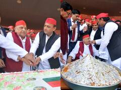 Mulayam Singh Yadav Birthday: मुलायम सिंह के बर्थडे पर कटा 83 किलो का केक, इतना बड़ा लड्डू लेकर आए बेटे Akhilesh yadav कि देखने वाले हो गए हैरान