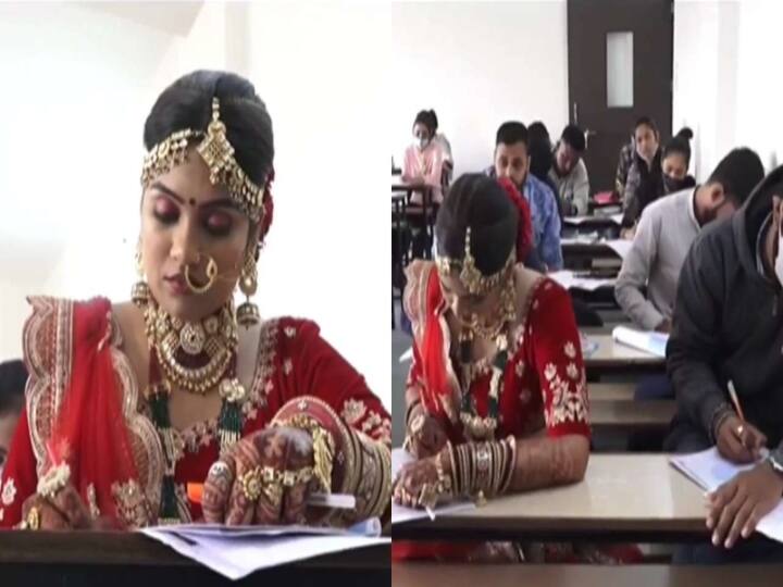 Video of Rajkot  young women Writing exam with Bridal Makeup goes viral in Instagram Watch Video | திருமணத்திற்கு முன்பாக தேர்வு எழுதிய இளம்பெண்- வைரலாகும் வீடியோ !