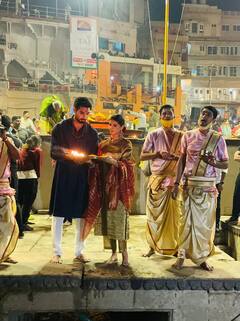 PICS: Ahan Shetty & Tara Sutaria Perform Ganga Aarti In Varanasi, Seek Blessings For 'Tadap'