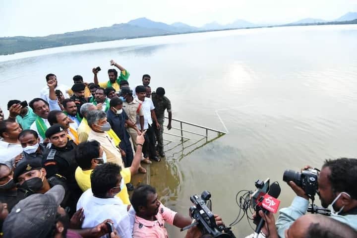 తిరుపతి రాయల చెరువును పరిశీలించిన చంద్రబాబు