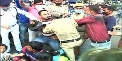 Group D recruitment: SFI protest and clash with police in Karunamoyee, know in details SSC Group D recruitment: পুলিশের সঙ্গে ধস্তাধস্তি-সংঘর্ষ, বামেদের এসএসসি দফতর অভিযান ঘিরে রণক্ষেত্র করুণাময়ী