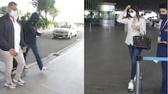 কালো হুডিতে মুখ ঢাকছেন রাজ, শিল্পার সঙ্গে ক্যামেরাবন্দি বিমানবন্দরে