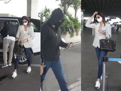 Shilpa Shetty’s Husband Raj Kundra Hides Face In Black Hoodie At Airport As The Couple Flies Out Of Mumbai- See Pics