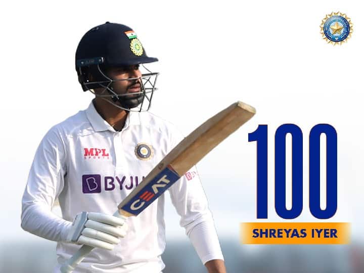 IND vs NZ 1st Test: Shreyas Iyer scores maiden Test century, 16th Indian batter score Test century on debut match Shreyas Iyer Test Century: दोन षटकार, 13 चौकार, पदार्पणात मुंबईकर श्रेयस अय्यरचं दमदार शतक!