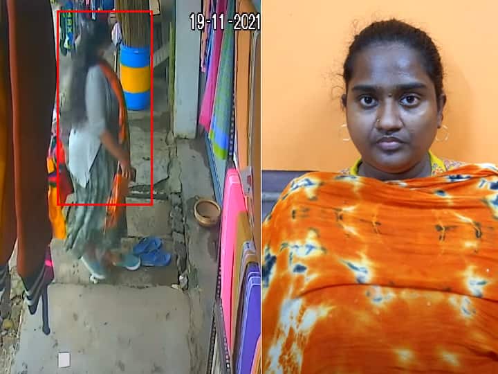 Puducherry: A graduate woman was arrested for not paying for a sari at a clothing store புடவை வாங்கி விட்டு பணம் கொடுக்காமல் எஸ்கேப் - டிப்டாப் பி.டெக் பட்டதாரி பெண்ணை கேட்ச் செய்த போலீஸ்