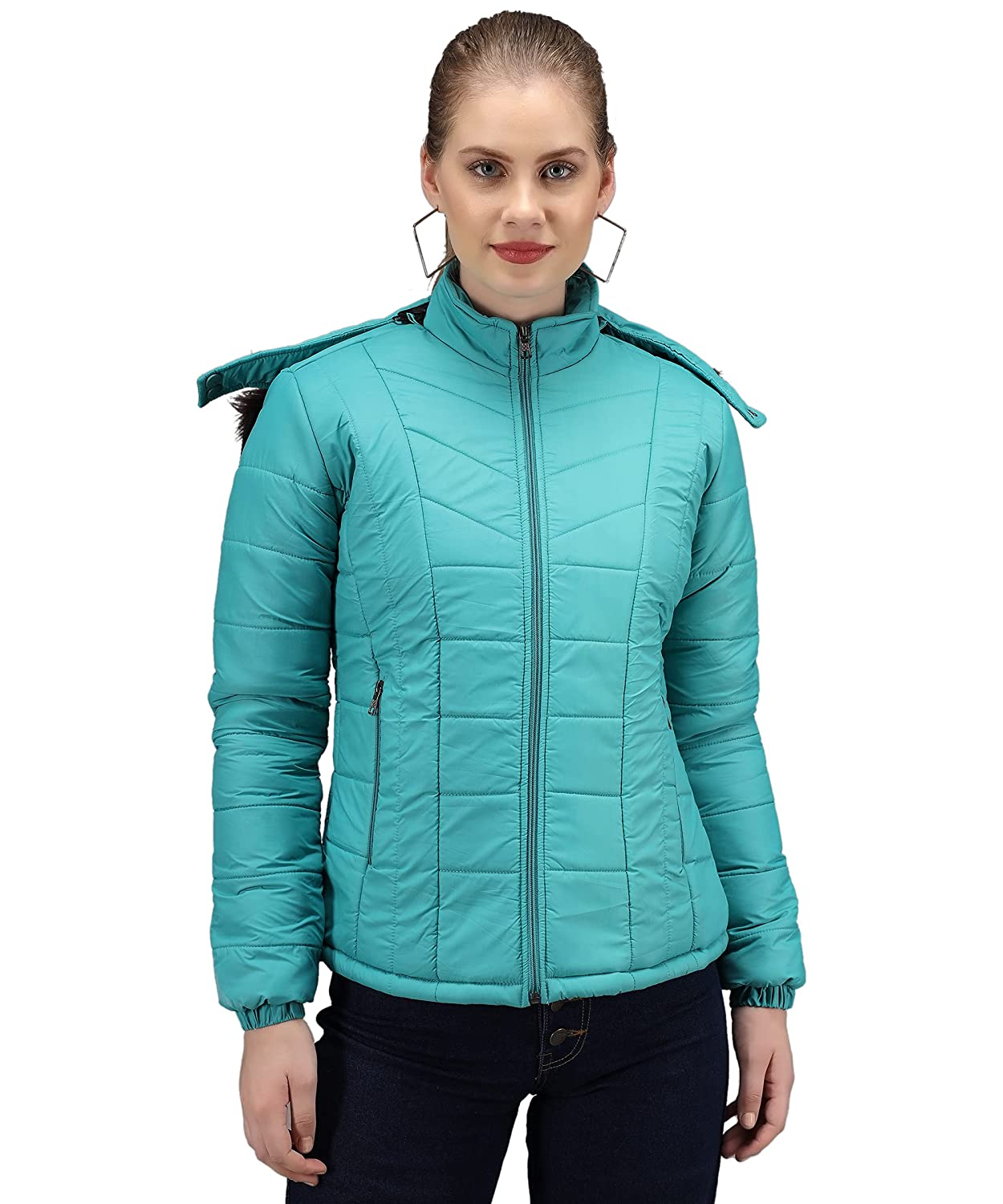 Buy elegantstunning Womens Winter Coat Ladies Jacket Hair Padded Collar  Warm Hooded Outwear Top Gray 2XL at Amazon.in