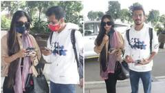 বিমানবন্দরে স্ত্রী ধনশ্রীর সঙ্গে যুজবেন্দ্র, যাচ্ছেন কোথায়?