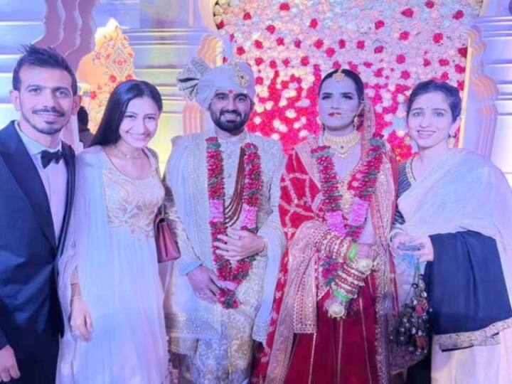 rajasthan royals allrounder rahul tewatia gets married to ridhi pannu ऑलराउंडर Rahul Tewatia शादी के बंधन में बंधे, ये है उनकी वाइफ, कार्यक्रम में इन क्रिकेटरों ने की शिरकत