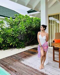 IN PICS | Anushka Sen Stuns In White Swimwear At Maldives