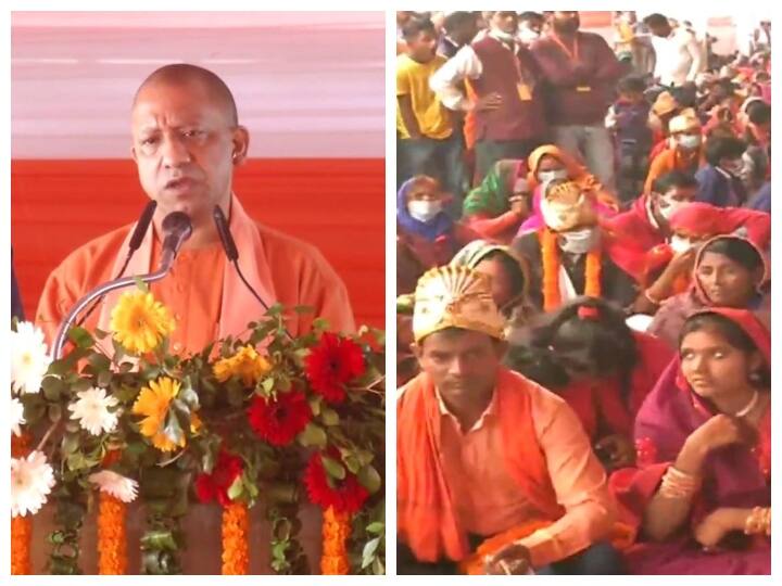 Uttar Pradesh Chief Minister Yogi Adityanath said mass marriage programs stop child marriage also curbs evil practice dowry Kushinagar News: 2503 जोड़ों के सामूहिक विवाह कार्यक्रम में शामिल हुए CM योगी, बोले- इससे दहेज प्रथा-बाल विवाह पर लगेगी रोक