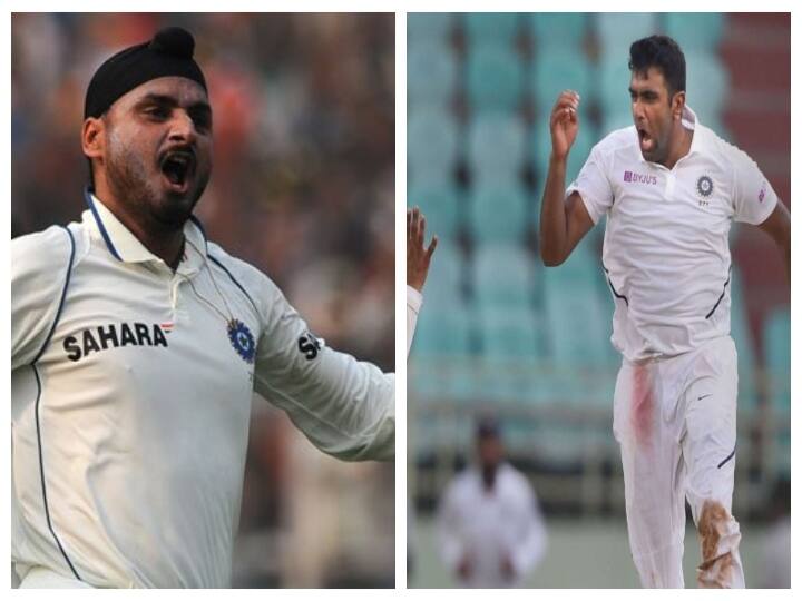 Former Indian Spinner Harbhajan Singh wishes Ravichandran Ashwin in twitter விக்கெட் வேட்டையில் ஹர்பஜனை ஓவர்டேக் செய்த அஷ்வின்.. செம்ம சர்ப்ரைஸ் கொடுத்த ஹர்பஜன்