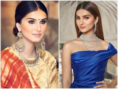 Tara Sutaria Photos: इंटरनेट पर छाया Tara Sutaria का ट्रेडिशनल लुक, माथे पर बिंदी और गोल्डन सूट में लगीं अप्सरा सी खूबसूरत