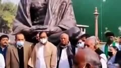 Protest outside the Parliament house on the suspension of 12 MPs