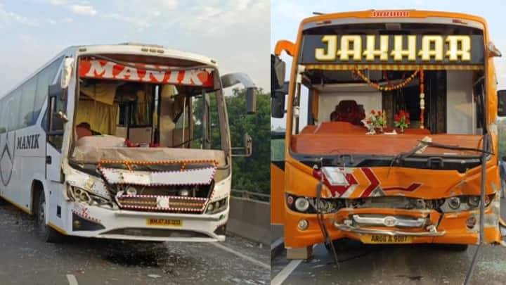 Valsad : Triple accident on NH 48, 7 persons inured with driver Valsad : સુગર ફેક્ટરી બ્રિજ પર ટ્રીપલ અકસ્માત, લગ્નની બસ સહિત 3 વાહનોને થયો અકસ્માત