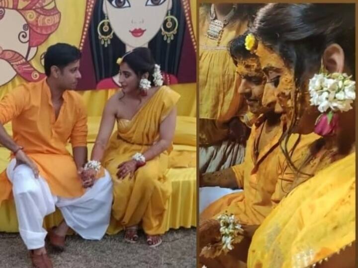 संगीत सेरेमनी के साथ उनकी हल्दी सेरेमनी की तस्वीरे भी सामने आई हैं. इस मौके पर दोनों ने पीले रंग के कपड़े पहने हुए थे.