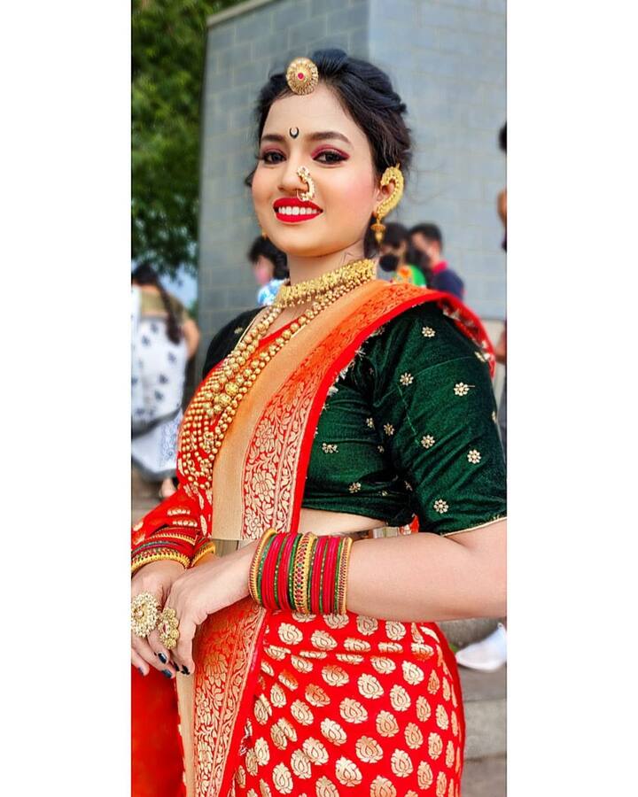 शालूचं पात्र अविस्मरणीय बनवण्यासाठी मेहनत घेणारी शालू आता प्रचंड बदलली आहे.(Photo : @Rajeshwari Kharat/FB)